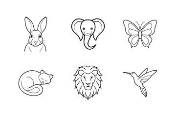 vector illustration of a set of animals