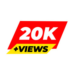 20K views viral png, milestone trending badge, red colour icon, social views tag,