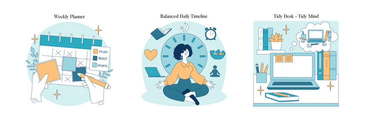 Weekly Planner, Balanced Schedule, Tidy Workspace