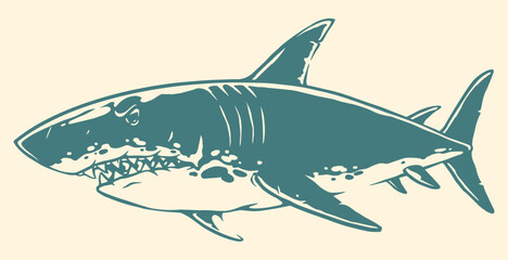 Fototapeta premium Shark swimming gracefully illustrated