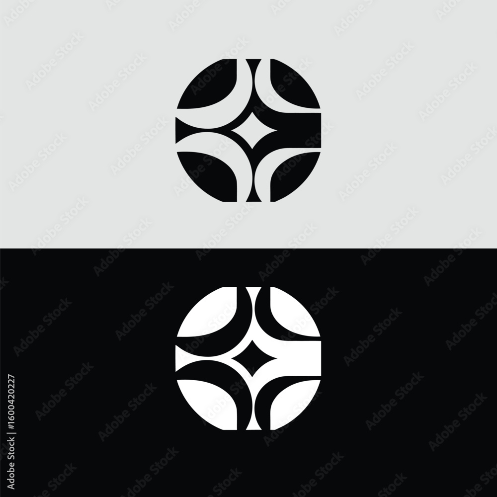 Poster abstract geometric circle design with symmetrical shapes isolated on white background