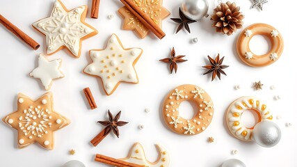 Festive star and ring shaped cookies with cinnamon and anise Christmas cookies star cookies
