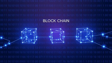 Futuristic Digital Network Cubes Connected blockchain technology