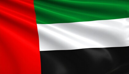 Fototapeta premium UAE flag with red vertical bar and horizontal green, white, black stripes