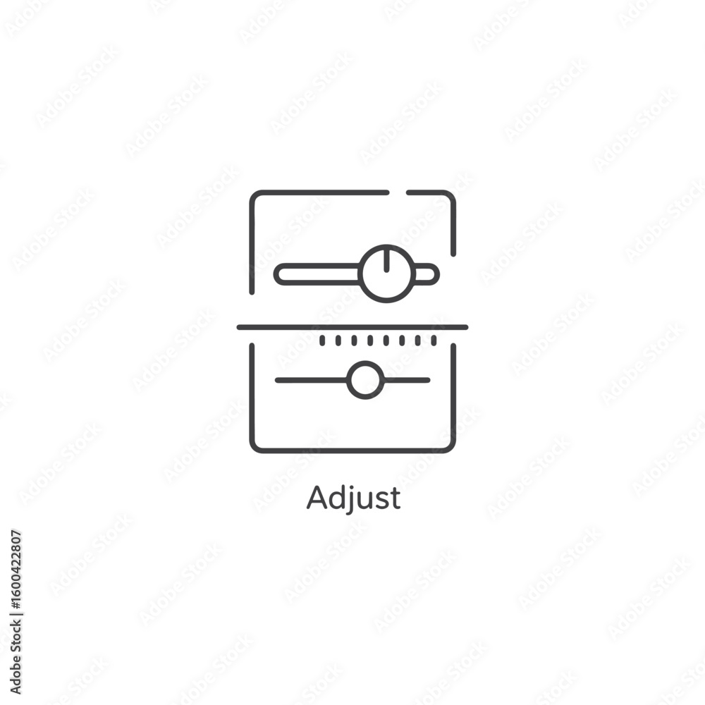 Poster vector art of a minimalist line art icon representing adjustment with sliders and a