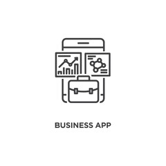 Vector art of a business app icon displays financial charts a molecular