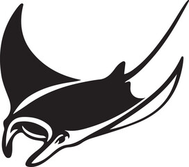 Manta ray silhouette elegant black and white, Majestic sea creature vector design