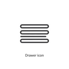 Vector art of a minimalist black and white line icon representing a hamburger menu