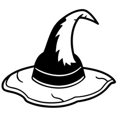 Torn witch hat line art vector illustration 