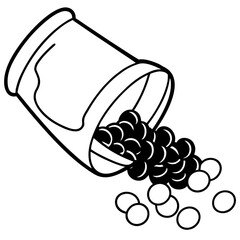 Candy spilling  out line art vector illustration