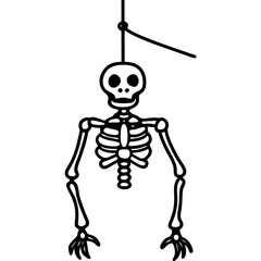 Hanging skeleton line art vector illustration 