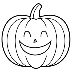 Smiling pumpkin line art vector illustration
