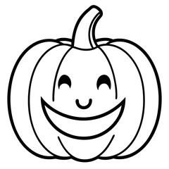 Smiling pumpkin line art vector illustration