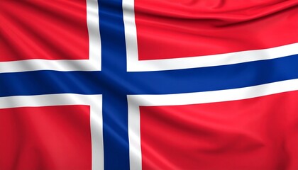 Fototapeta premium Norwegian flag with red field and blue Nordic cross outlined in white