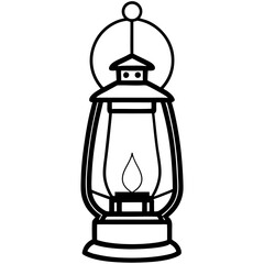 Old lantern line art vector illustration 