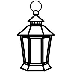 Old lantern line art vector illustration 