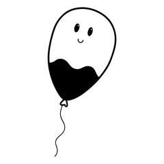 Floating ghost balloon line art vector illustration 