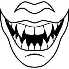 Scary mouth line art vector illustration 