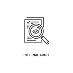 Vector art of an icon depicting an internal audit with a magnifying glass examining