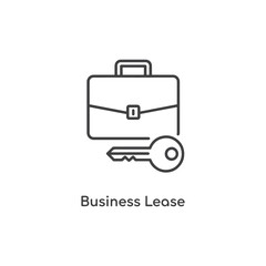 Vector art of a line icon of a briefcase and a key representing a business lease or