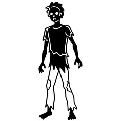 Torn zombie clothes line art vector illustration