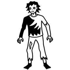 Torn zombie clothes line art vector illustration
