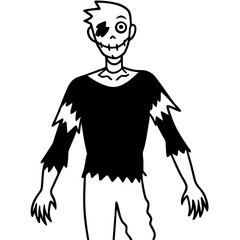 Torn zombie clothes line art vector illustration