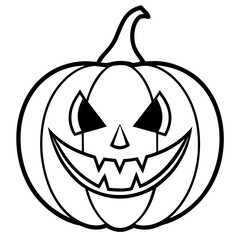 Scary pumpkin teeth line art vector illustration 