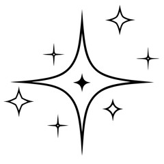 Magic sparkles line art vector illustration 