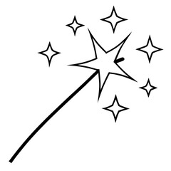 Magic sparkles line art vector illustration 