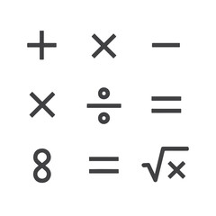 Vector art of a simple graphic displays basic mathematical symbols including