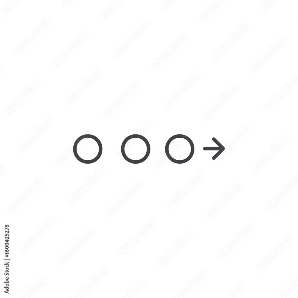Poster vector art of a minimalist graphic displays three circles followed by an arrow
