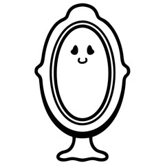 Haunted mirror line art vector illustration 