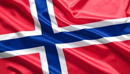 Fototapeta premium Norwegian flag with red field and blue Nordic cross outlined in white