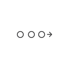 Vector art of a minimalist graphic displays three circles followed by an arrow