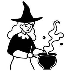 Witch potion smoke line art vector illustration 