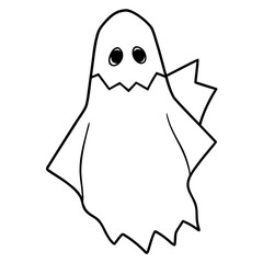 Torn paper ghost line art vector illustration 