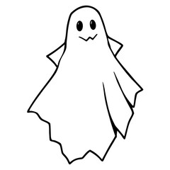 Torn paper ghost line art vector illustration 