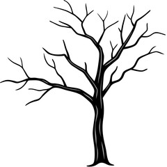 Dead tree branch line art vector illustration 