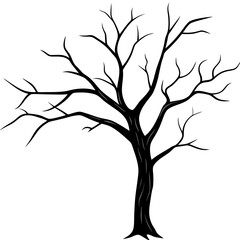 Dead tree branch line art vector illustration 