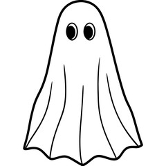 Ghost in sheet  line art vector illustration 