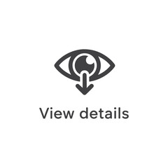 Vector art of a simple line art icon depicting an eye with a downward arrow