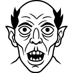 Zombie face line art vector illustration 