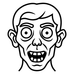 Zombie face line art vector illustration 