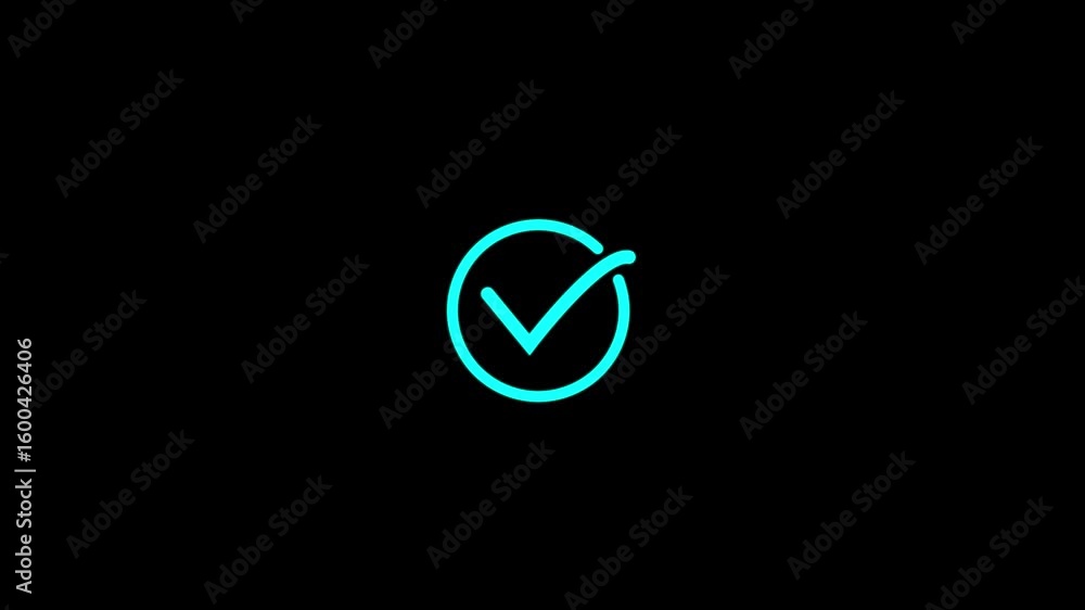 Poster check mark icon with loading bar animation on a white background.