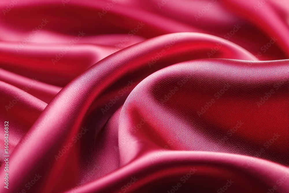 Poster rich red satin fabric drapes and curves, catching light in soft folds. great as a background for tex