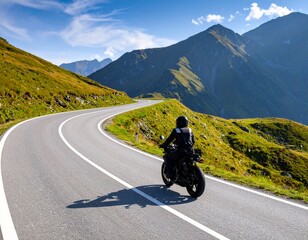 Motorcycle Adventure on a Winding Mountain Road