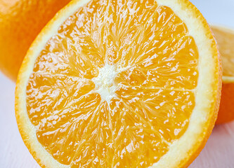 Macro of slices orange fruit background, Texture  of Halved orange fruit