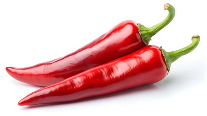 Two red chili peppers isolated on white background