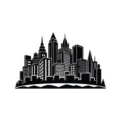Fototapeta premium Urban architectural panorama black silhouette city skyline urban landscape